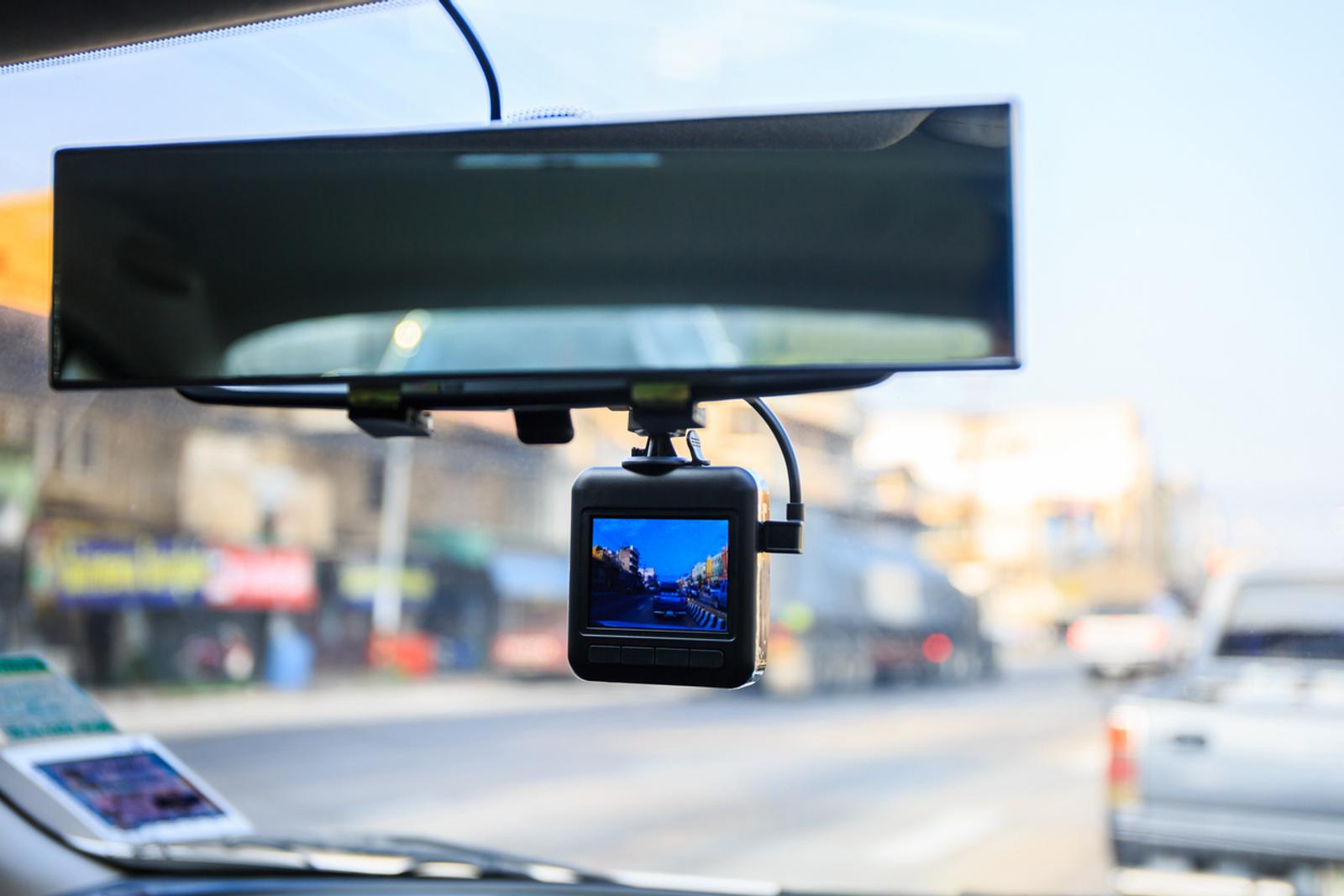 CCTV Camera in car rear view window