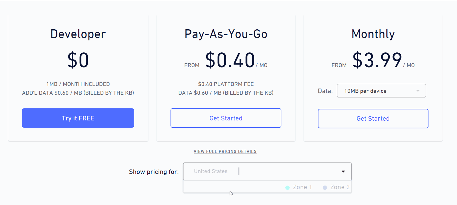 High bandwidth US Monthly Plans