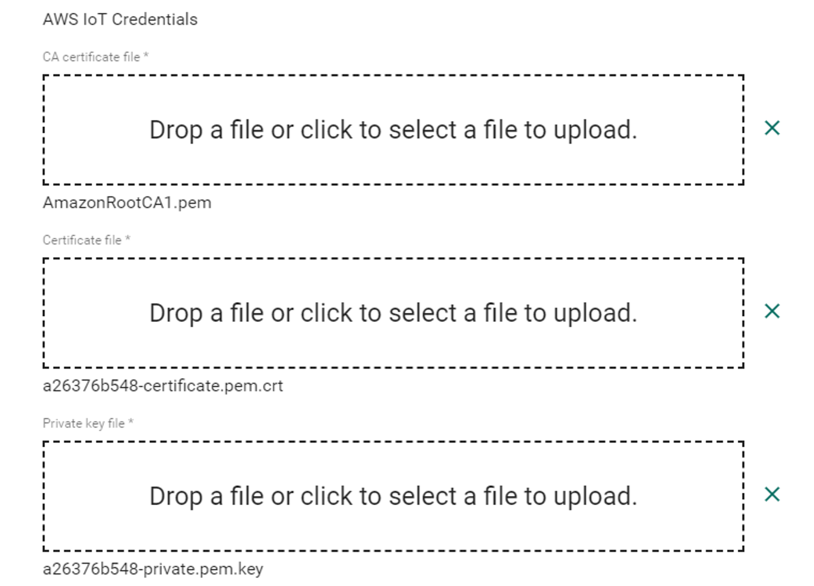 AWS IoT credentials