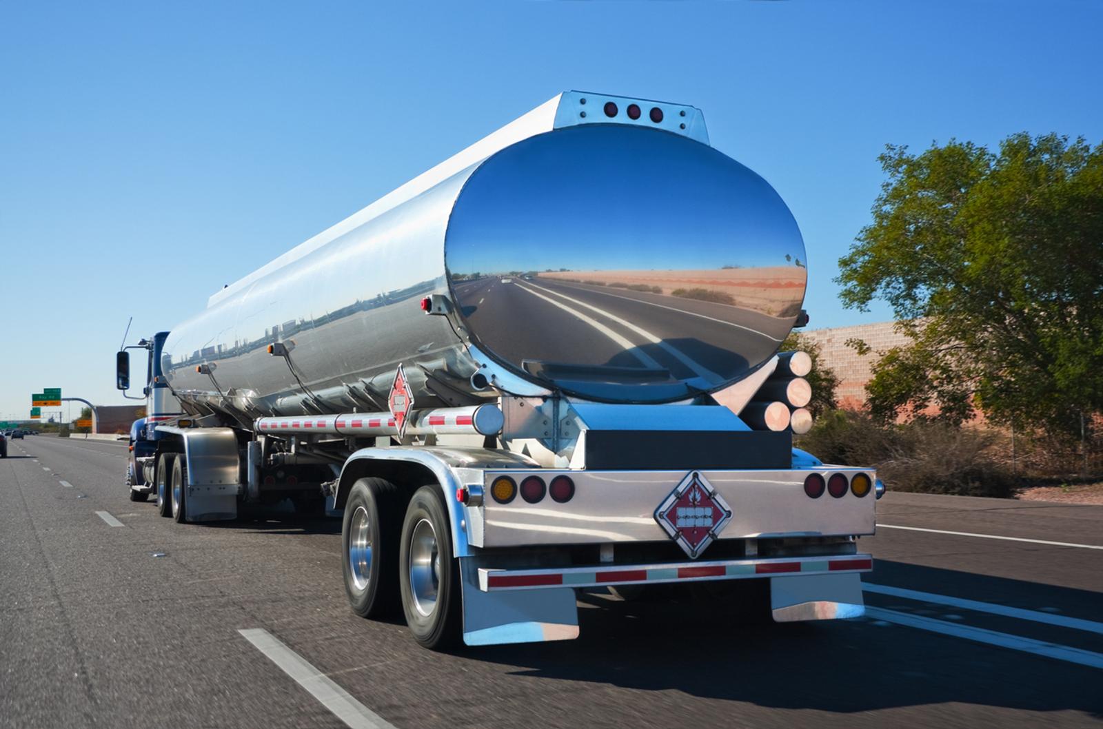 gas delivery truck on highway in california