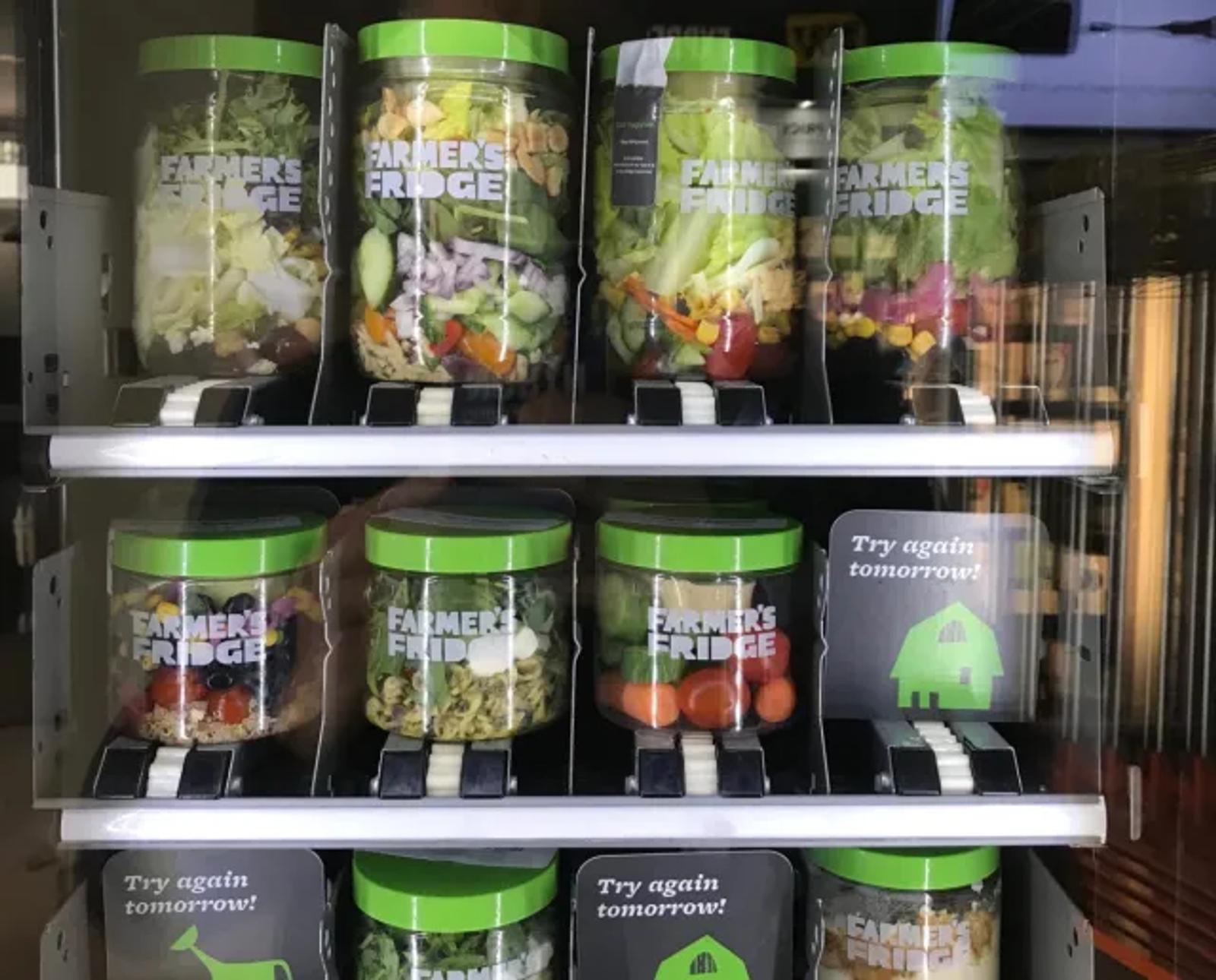 Jars of Farmer's Fridge food in vending machine
