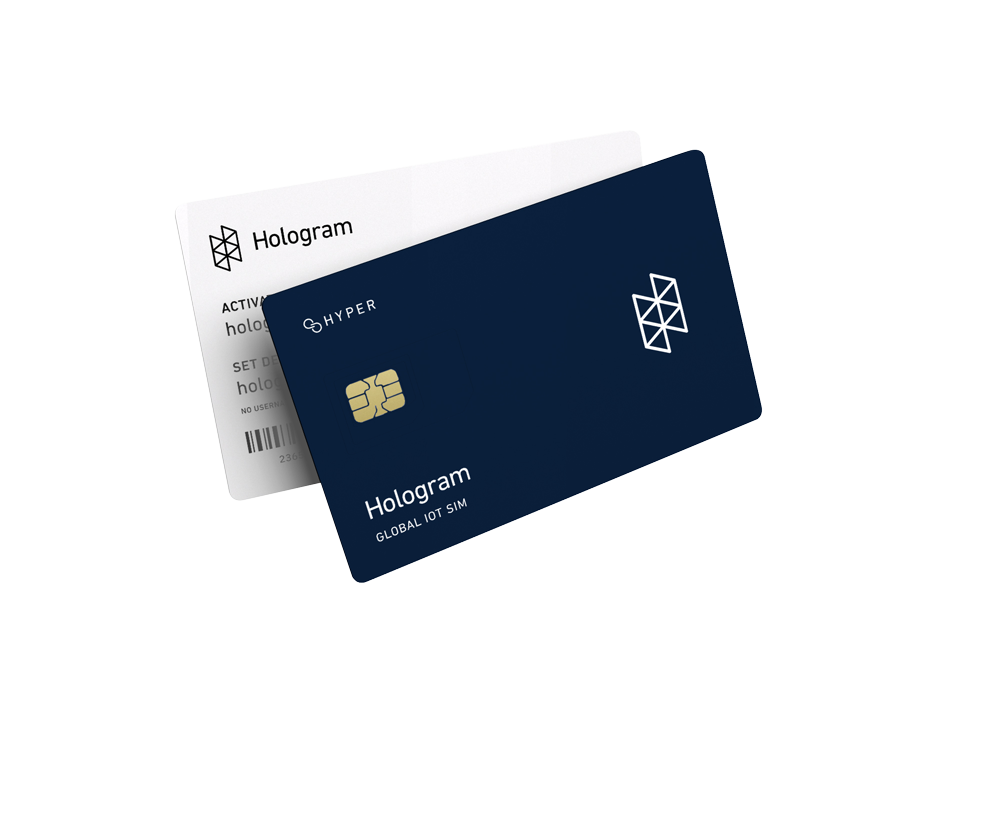 A front and back of Hologram Hyper eUICC SIM cards