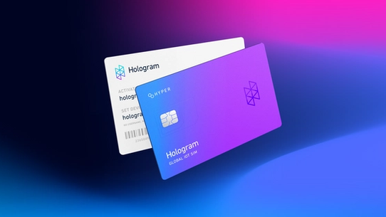 The front and back of a Hologram Hyper eUICC SIM card