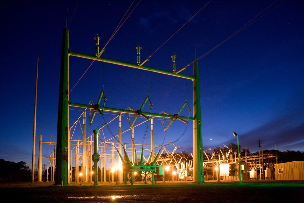 Electric grid at night
