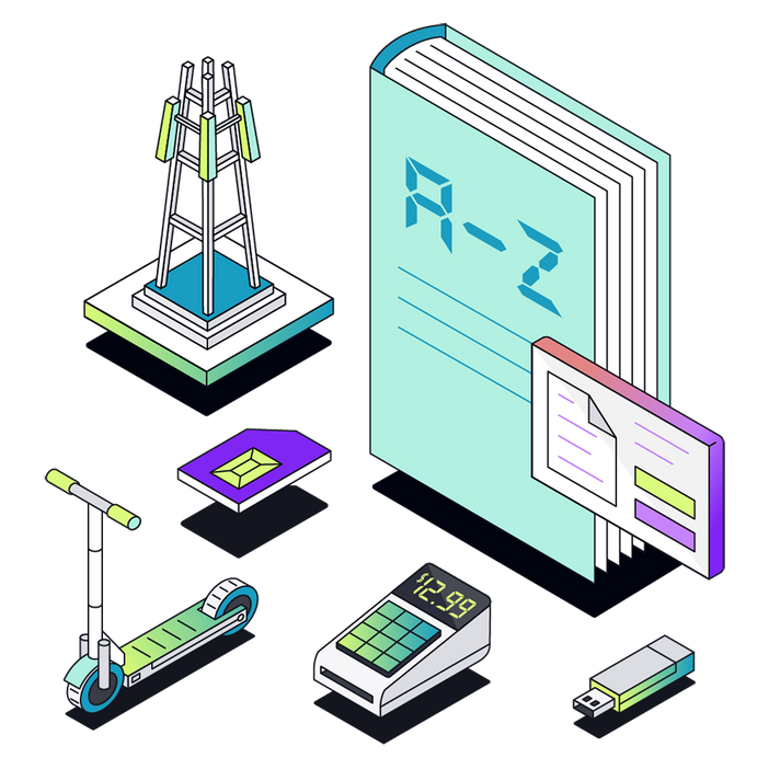 An illustration of IoT devices with a dictionary
