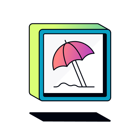 Monitor showing umbrella