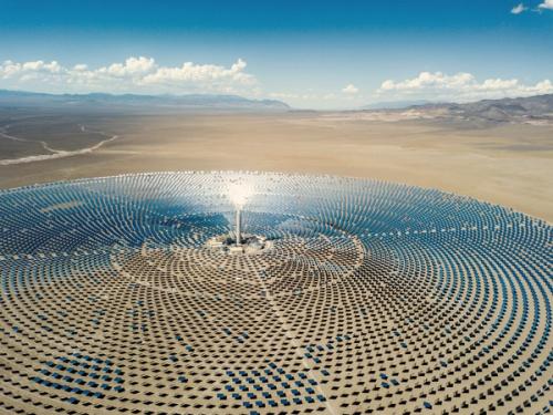 Solar thermal power station aerial view