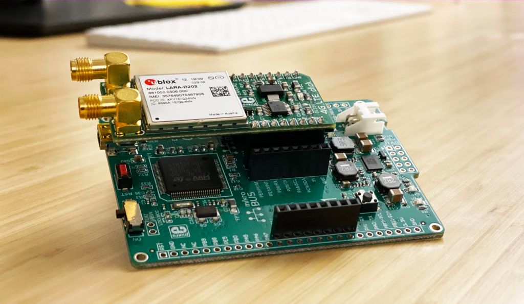 ublox LARA-R202 is a Cat-1 LTE modem, on a Mikro Elektronica board