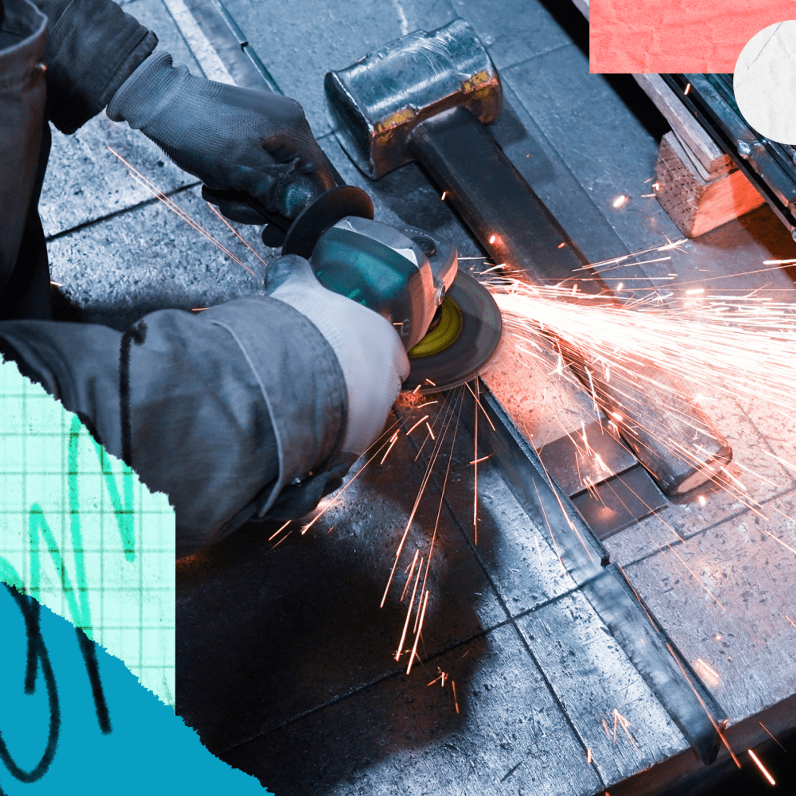 Person cutting through metal