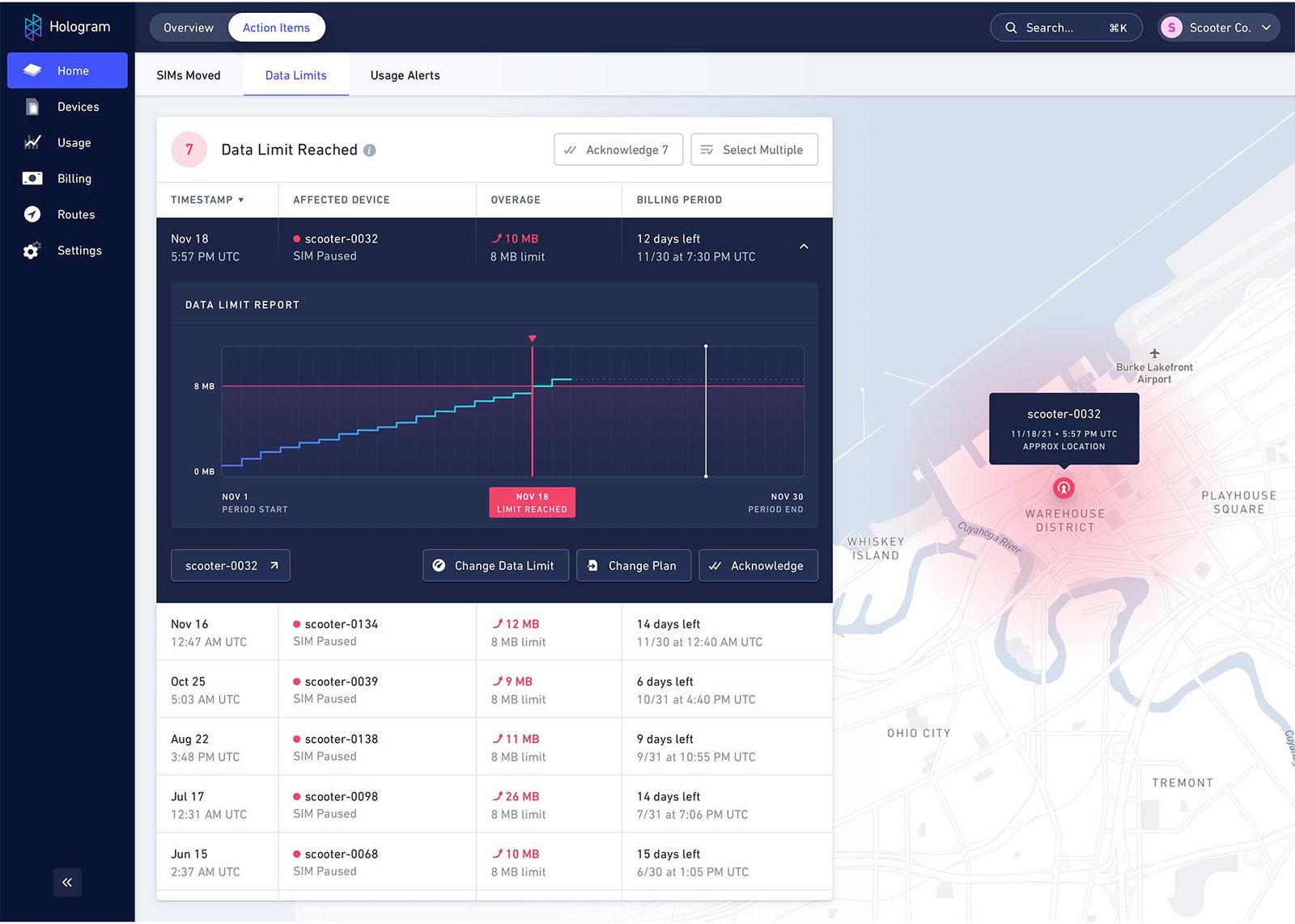 tracking map