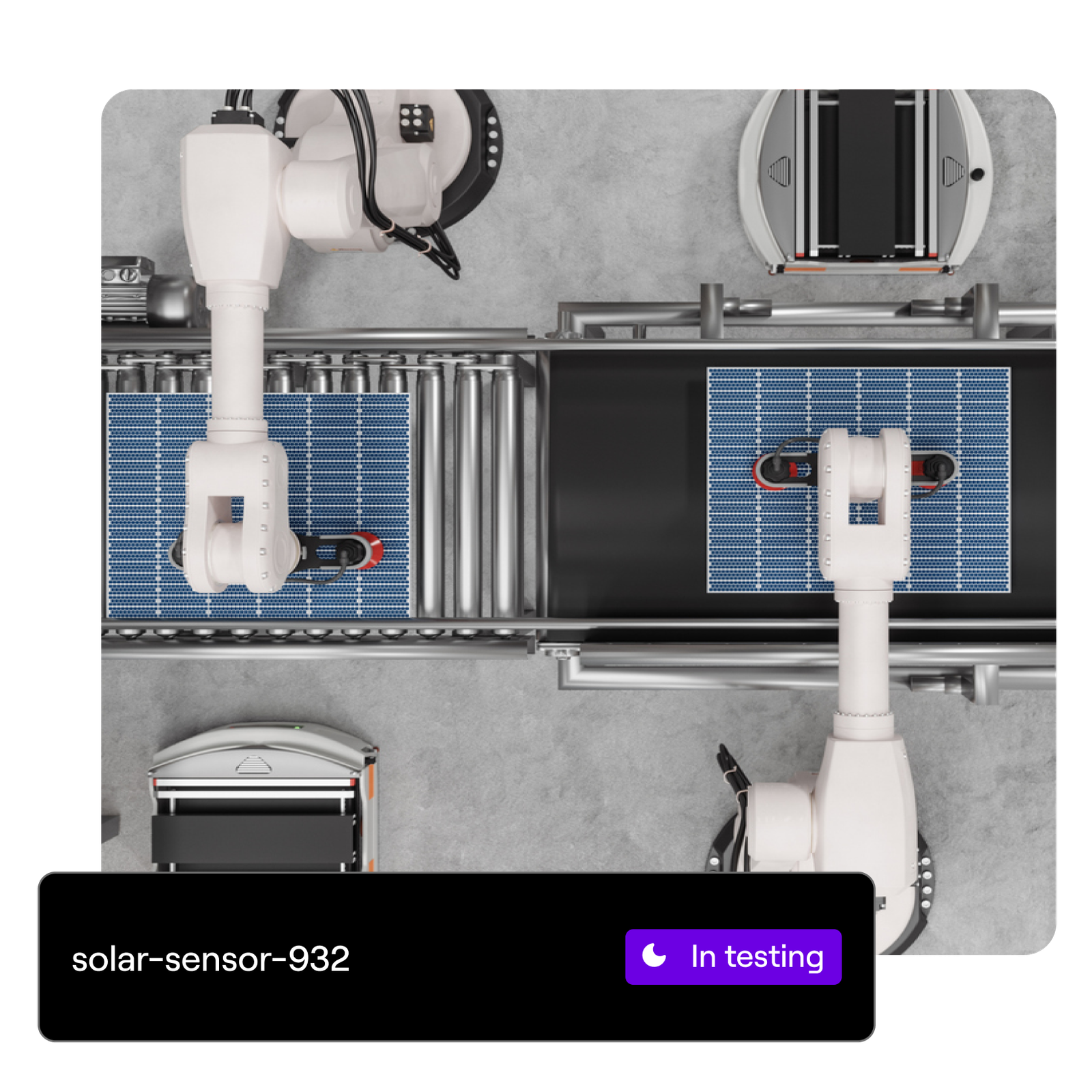 Solar panels on an assembly line