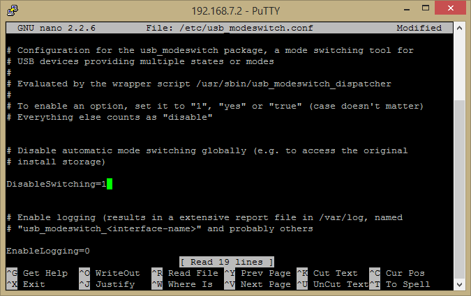 screenshot of configuration