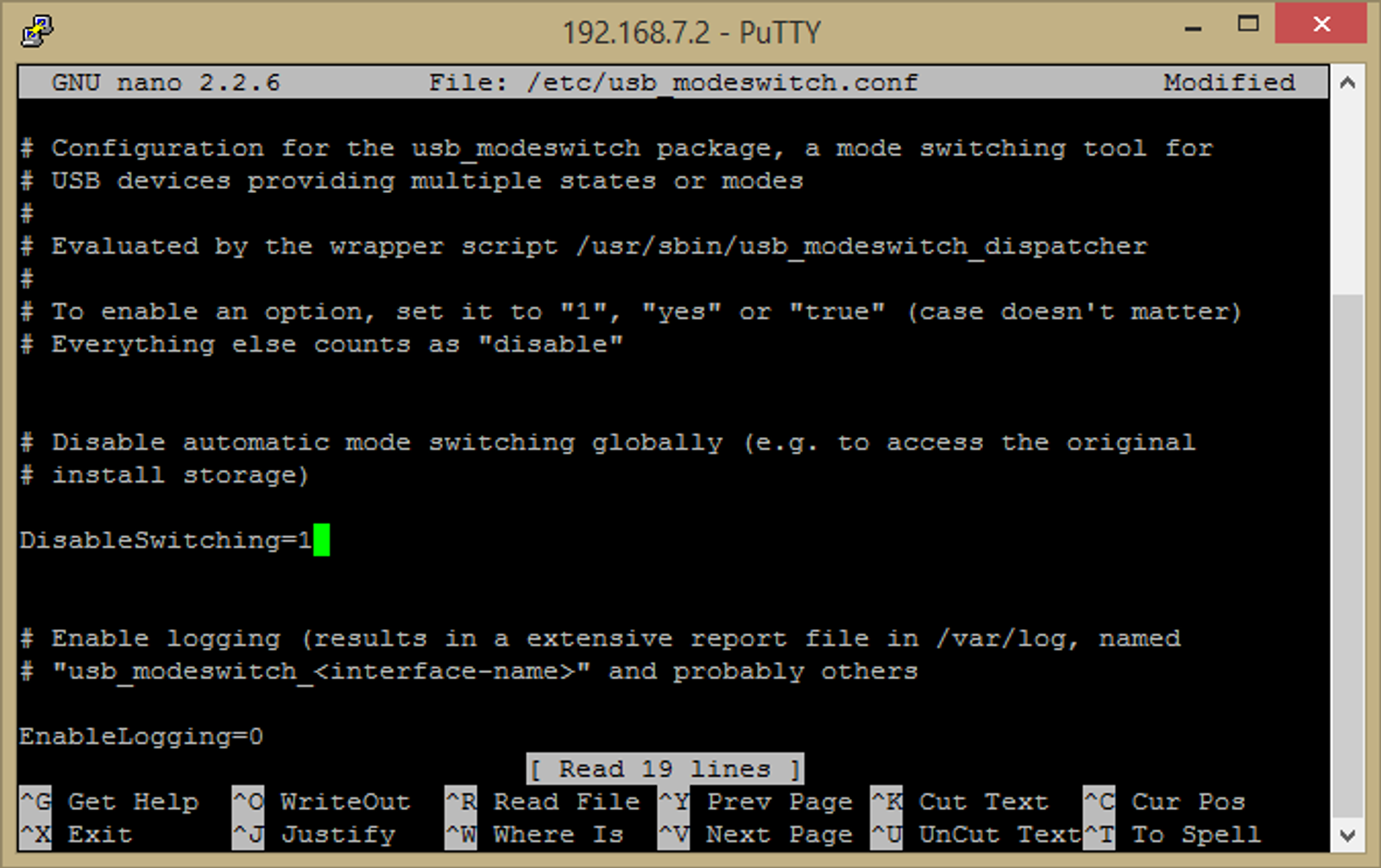 screenshot of configuration