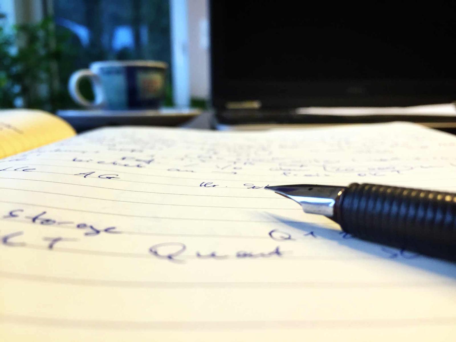 ink pen paper writing