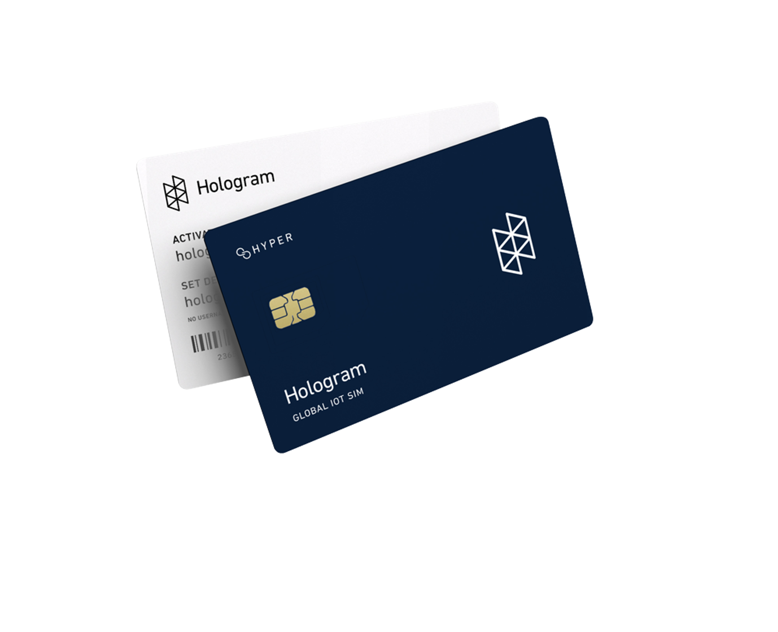 A front and back of Hologram Hyper eUICC SIM cards