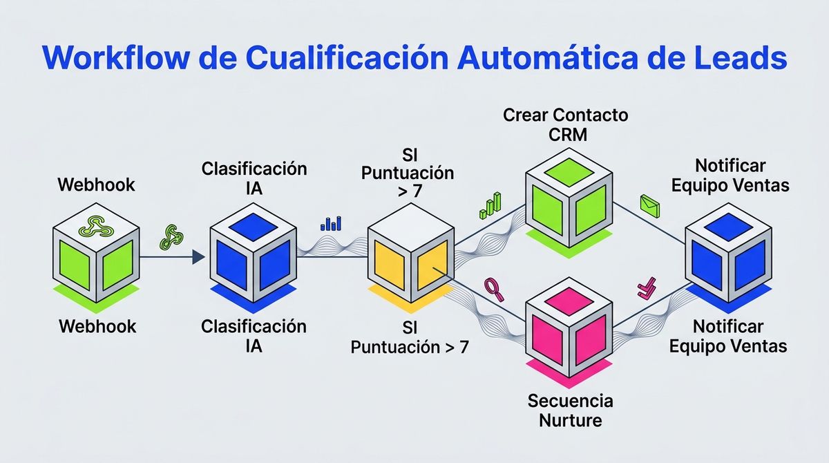 Diagrama: workflow de cualificación automática de leads con n8n