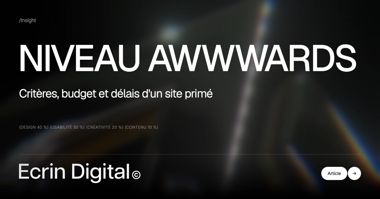Site niveau Awwwards : critères du jury, budget et délais