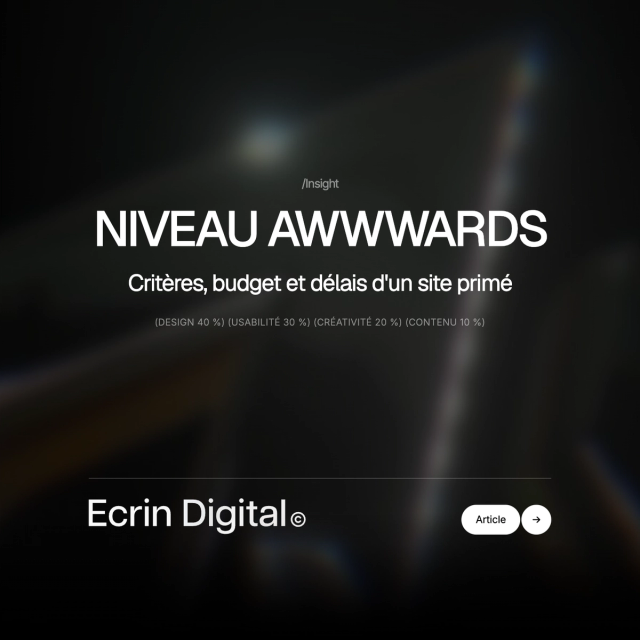 Site niveau Awwwards : critères du jury, budget et délais
