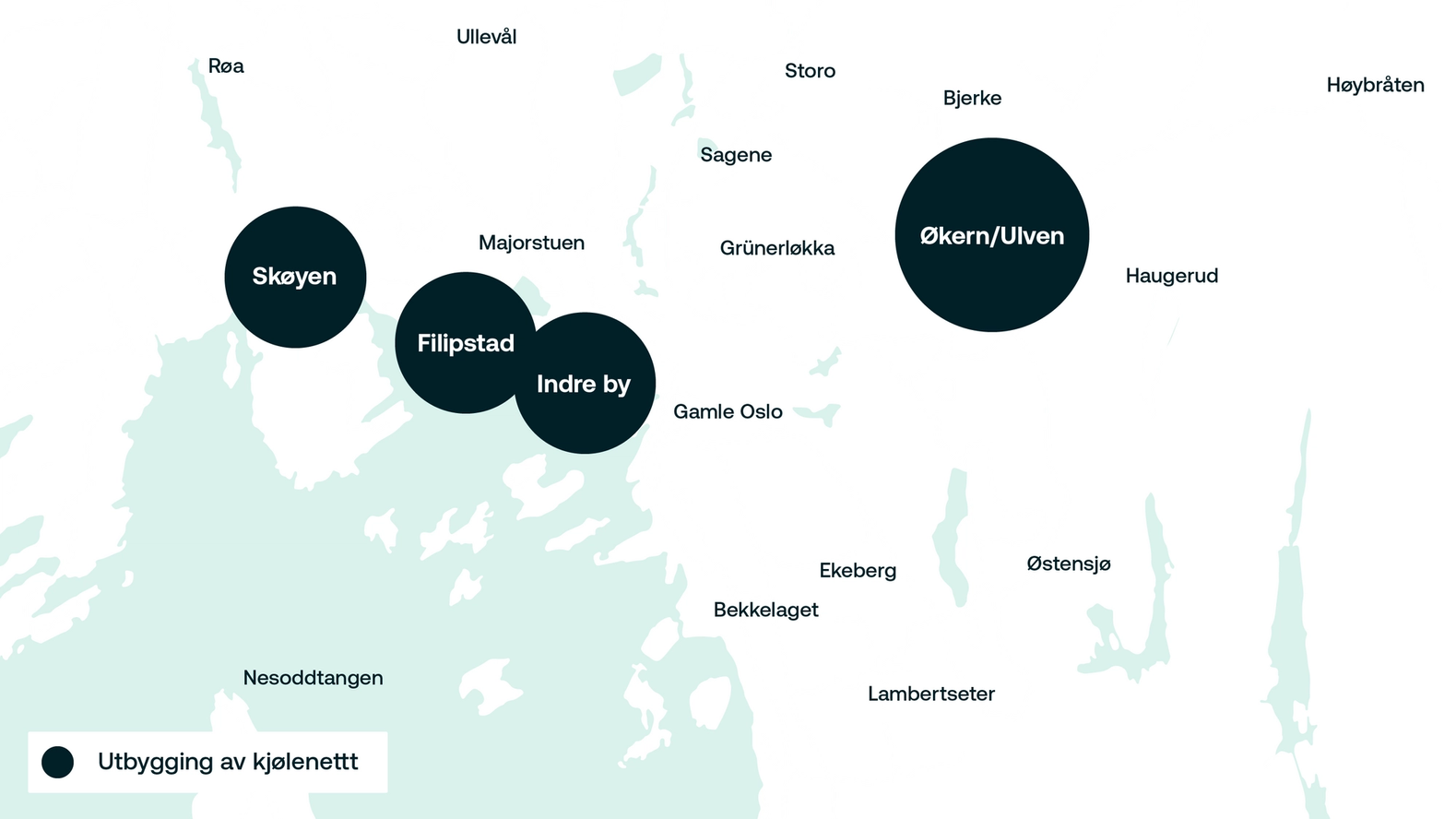 Kart over fjernkjøling i Oslo 