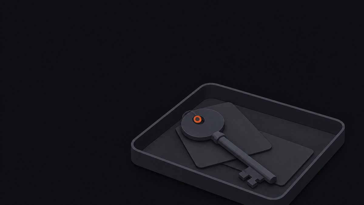 Catalyst editorial thumbnail showing a slate key in a quiet tray with one terracotta detail, symbolising business memory surviving turnover.