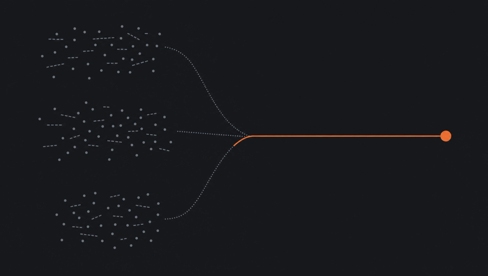 Diagram of scattered business records resolving into one organisational brain memory layer.