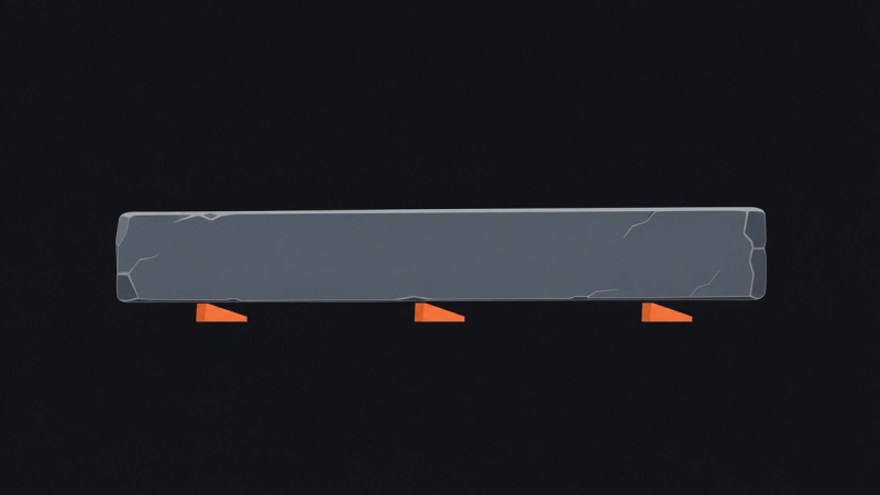 Catalyst editorial thumbnail showing a heavy slate beam stabilised by three small terracotta shims, symbolising reduced key person risk.