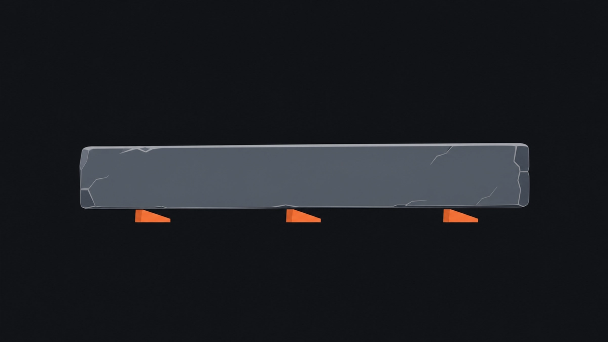 Catalyst editorial thumbnail showing a heavy slate beam stabilised by three small terracotta shims, symbolising reduced key person risk.