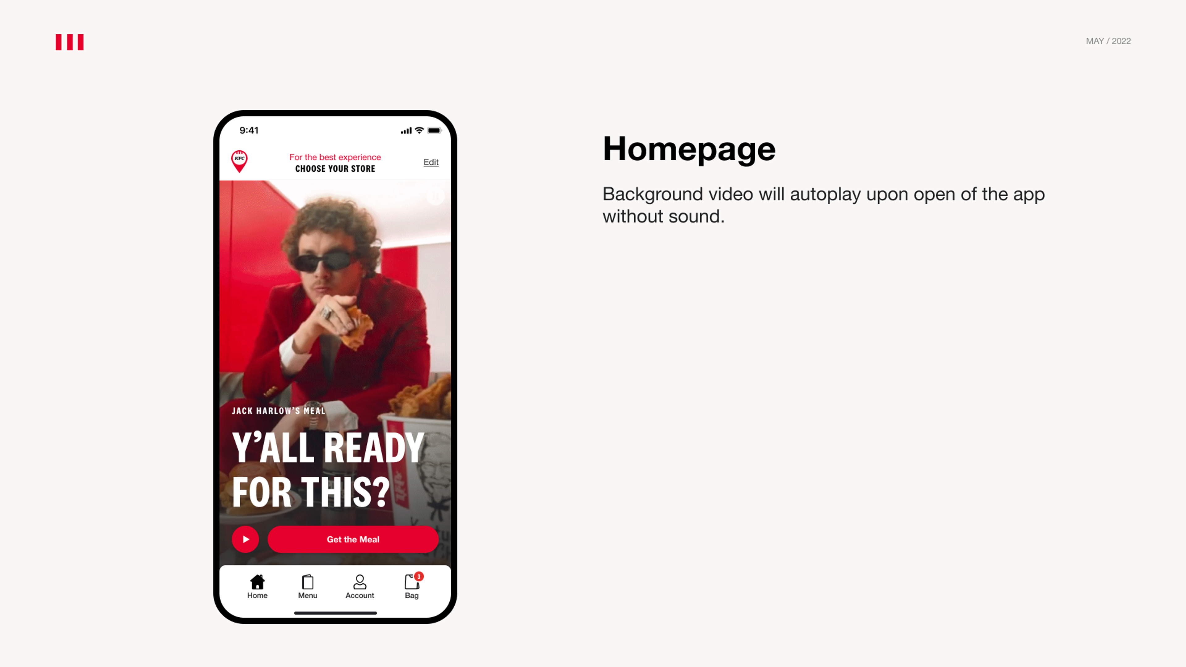 Homepage with autoplaying background video