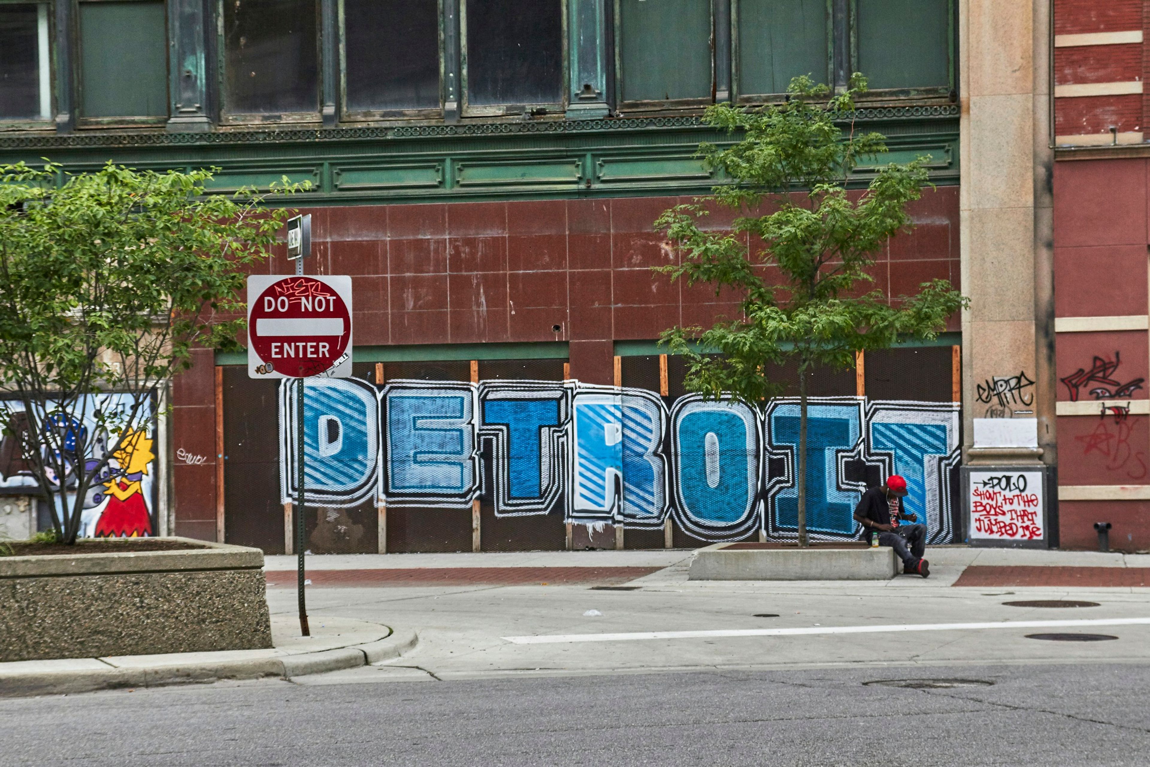 A Detroit mural on a street corner