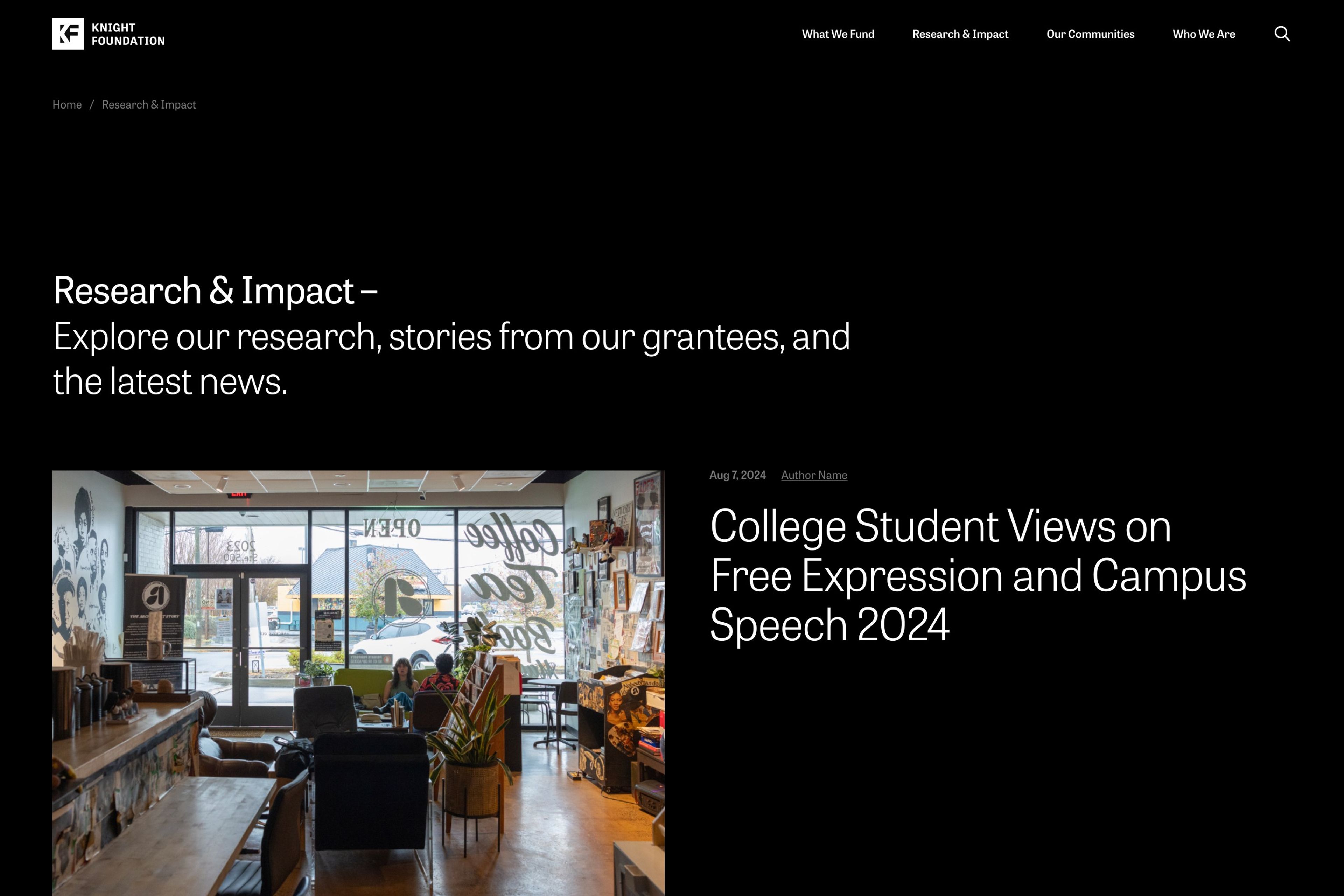 Research & Impact landing page
