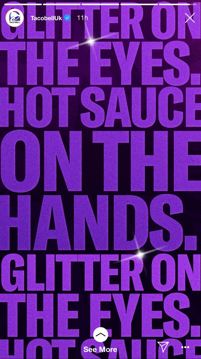 Typographic template: “Glitter on the eyes. Hot sauce on the hands.”