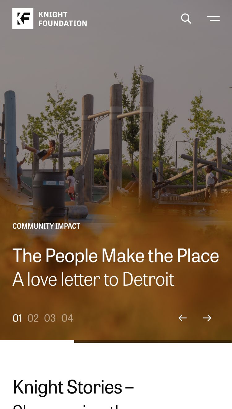 Homepage on mobile