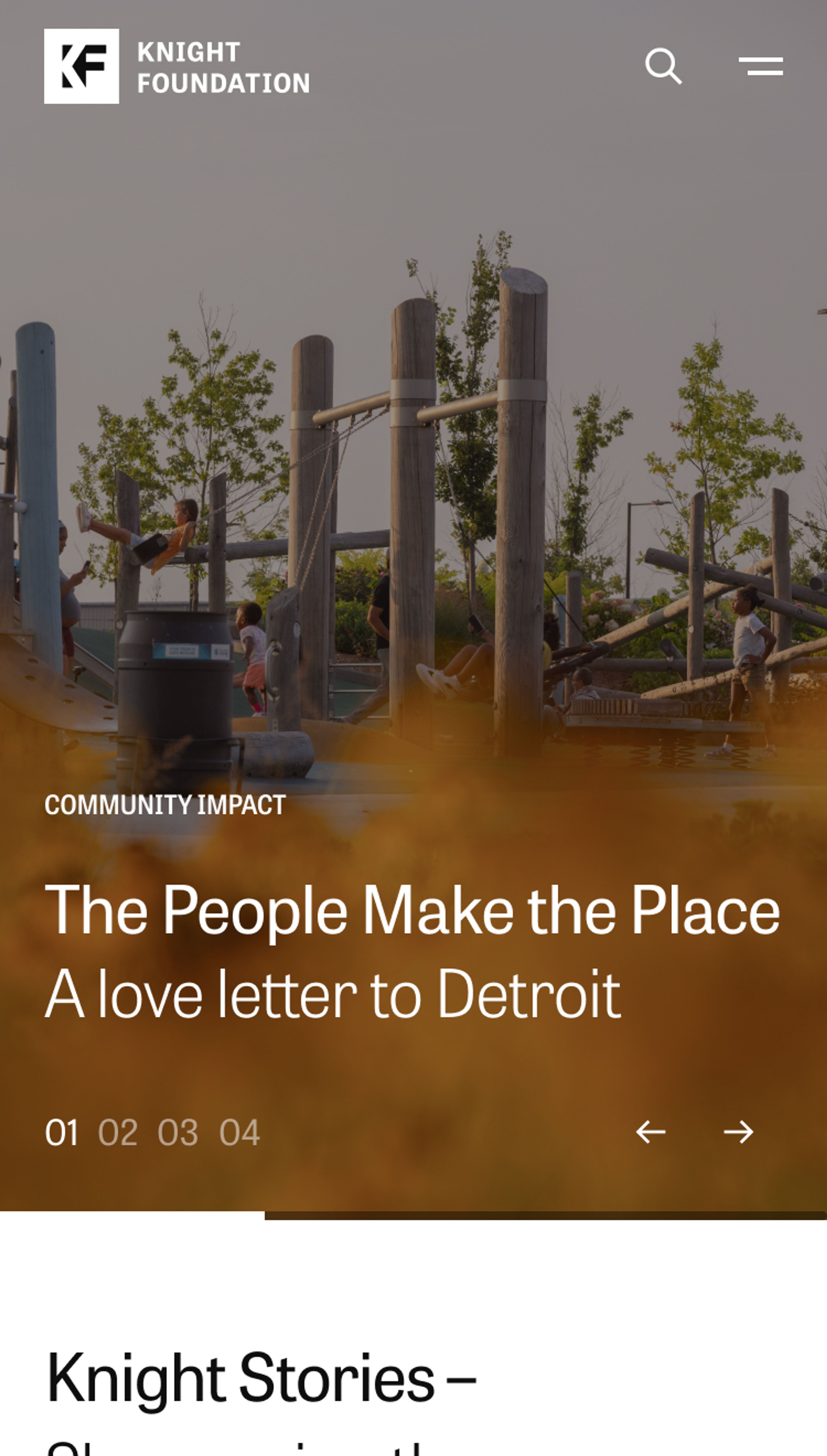 Homepage on mobile