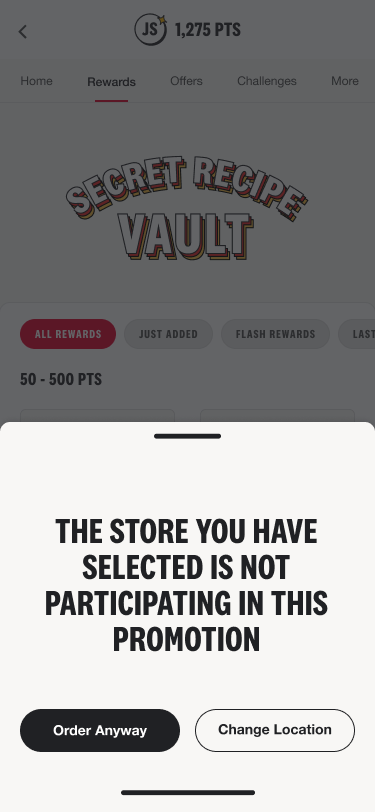Store not participating in the promotion