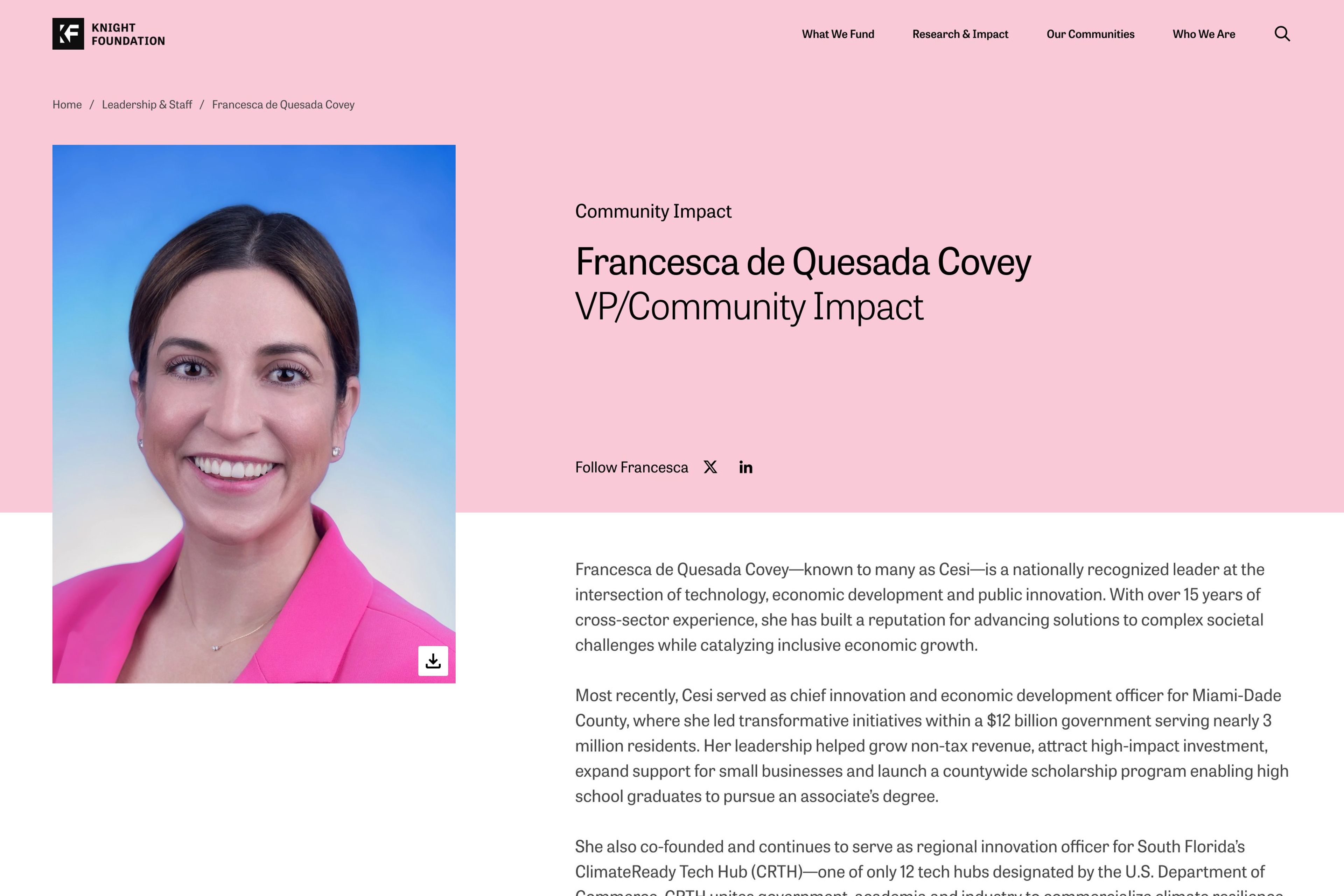 Staff bio page