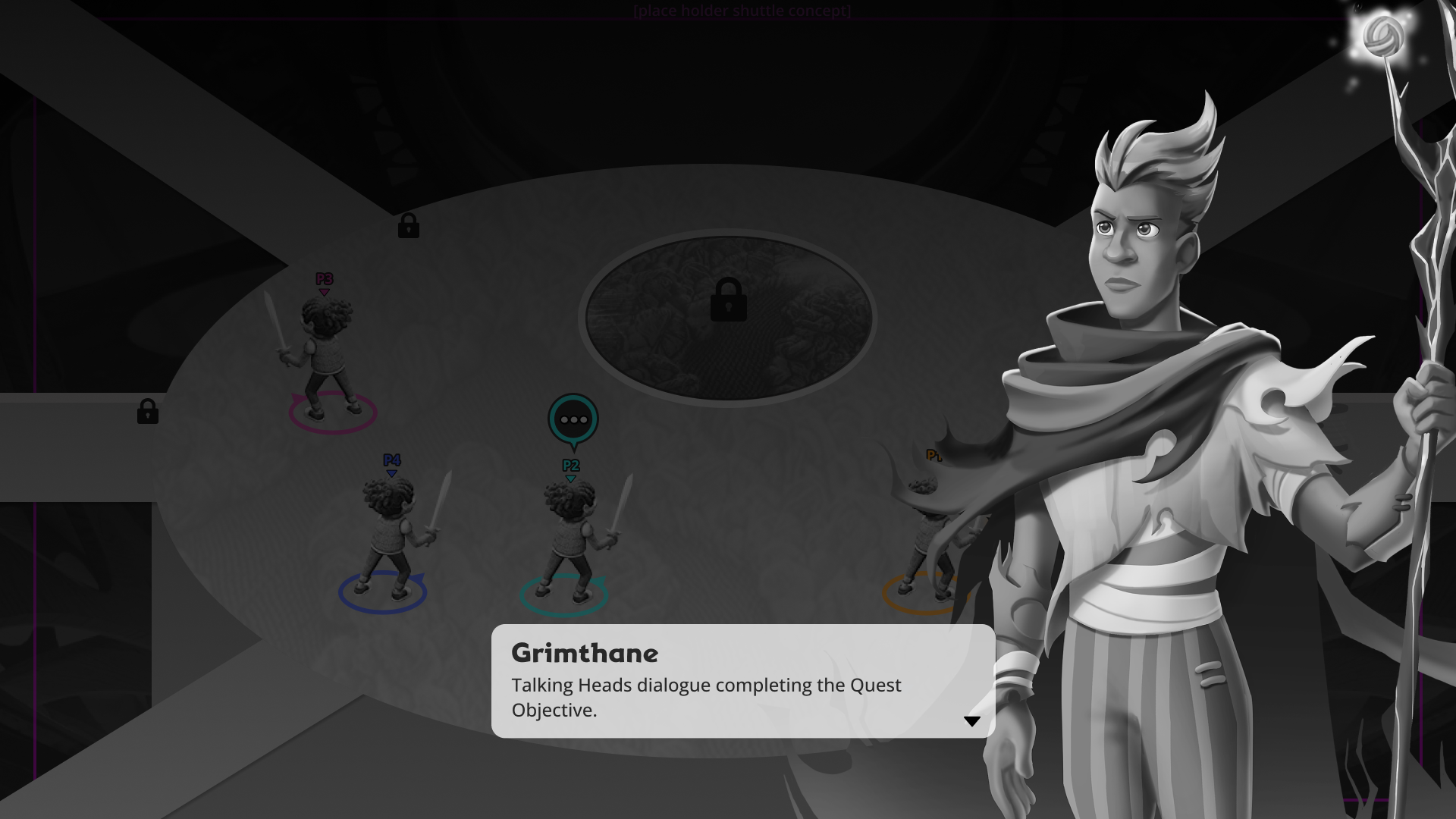 Player 1 hands in the quest