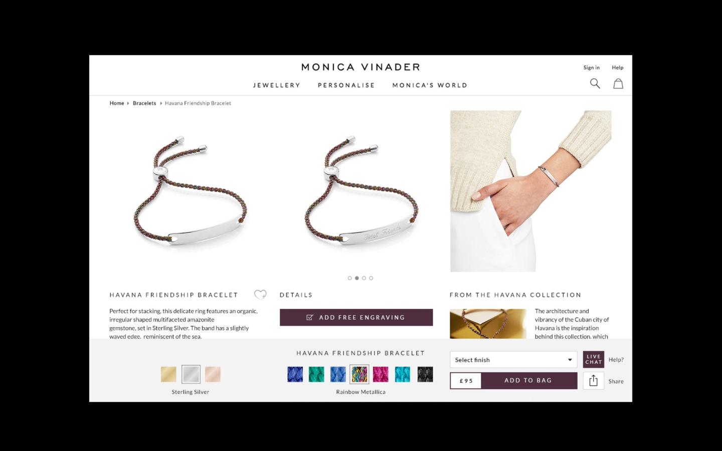 Monica Vindar Product Page UI Designs