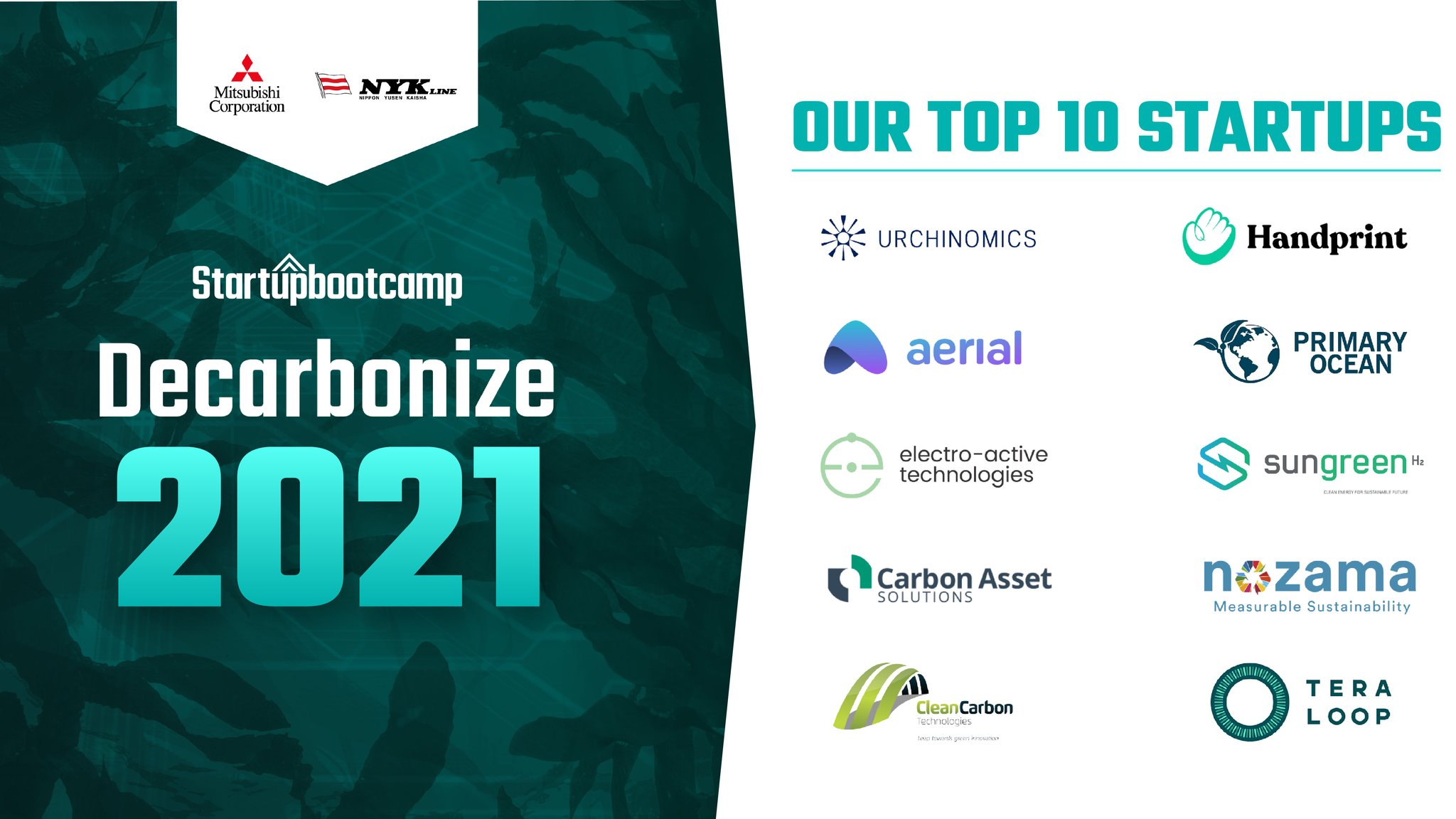 TEN GLOBAL STARTUPS HAVE BEEN SELECTED FOR THE DECARBONIZE ACCELERATOR PROGRAM