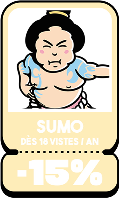 Carte du palier Sumo : dès 18 visites par an, 15 % de réduction