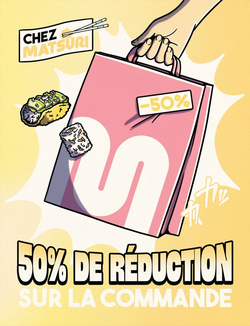 Illustration manga : 50 % de réduction sur la carte pour les équipes