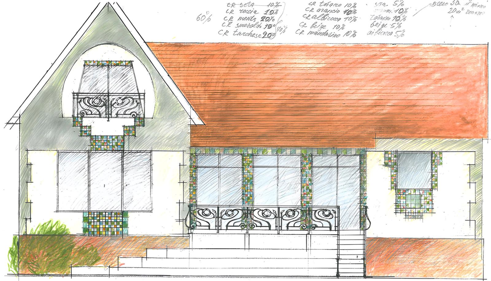 Cottage facade, mosaic