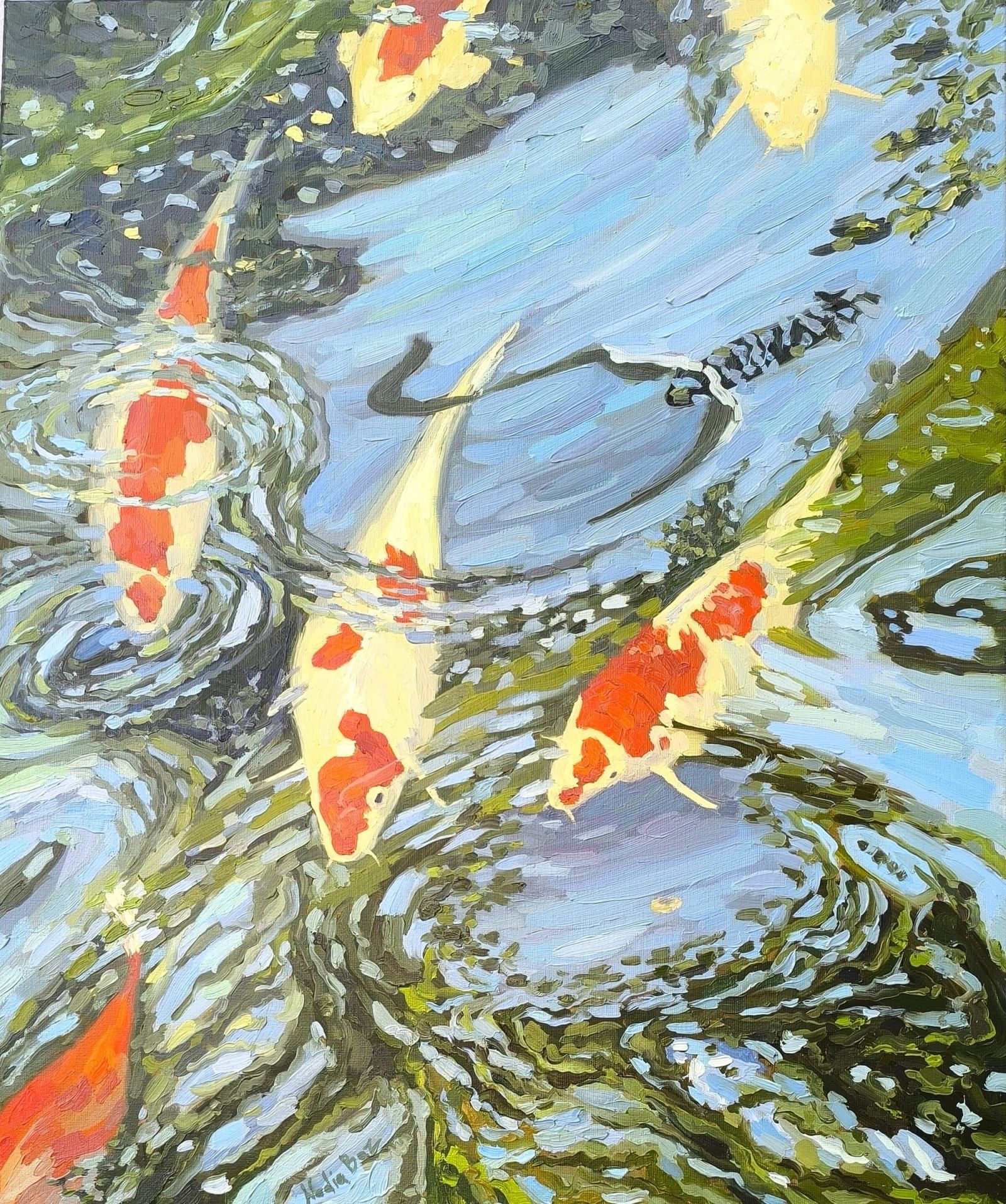 Golden Carp, oil on canvas, 50 × 60 ס״מ, 2025