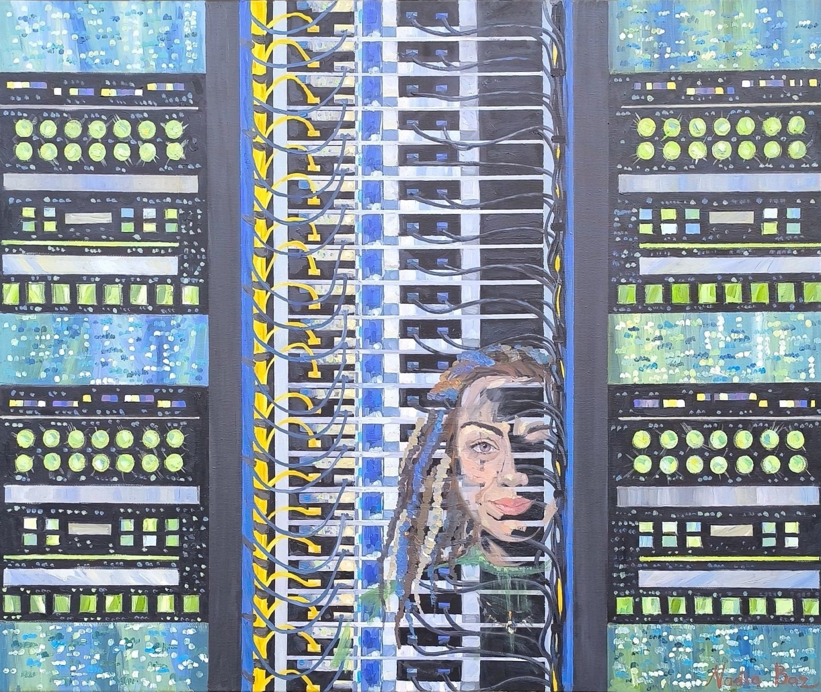 מסד נתונים, שמן על בד, 100 × 80 ס״מ, 2025