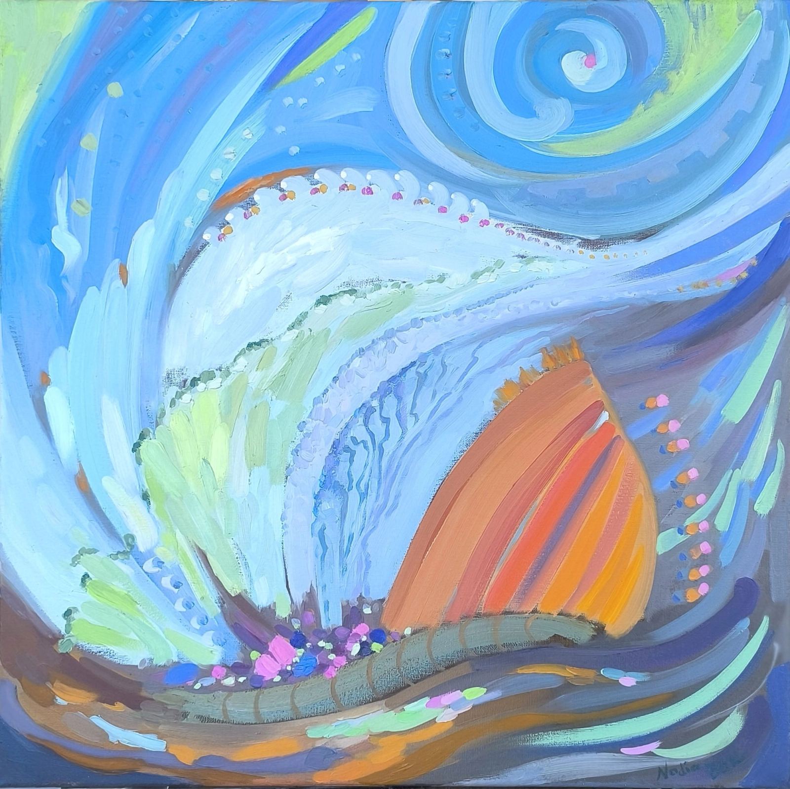 Noon of the City, oil on canvas, 60 × 60 ס״מ, 2026