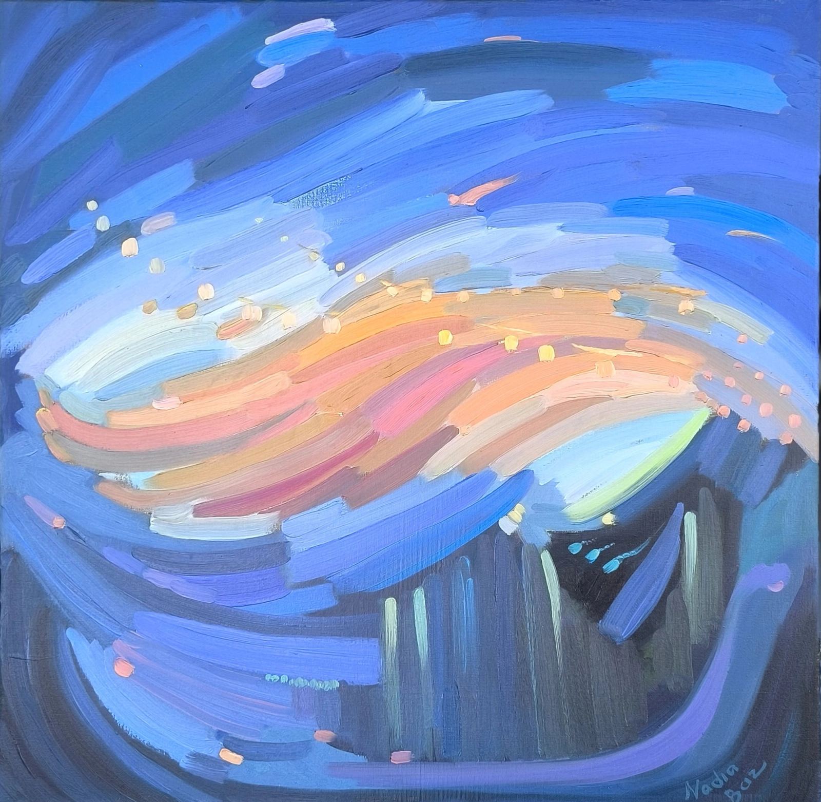 Night of the City, oil on canvas, 60 × 60 ס״מ, 2026
