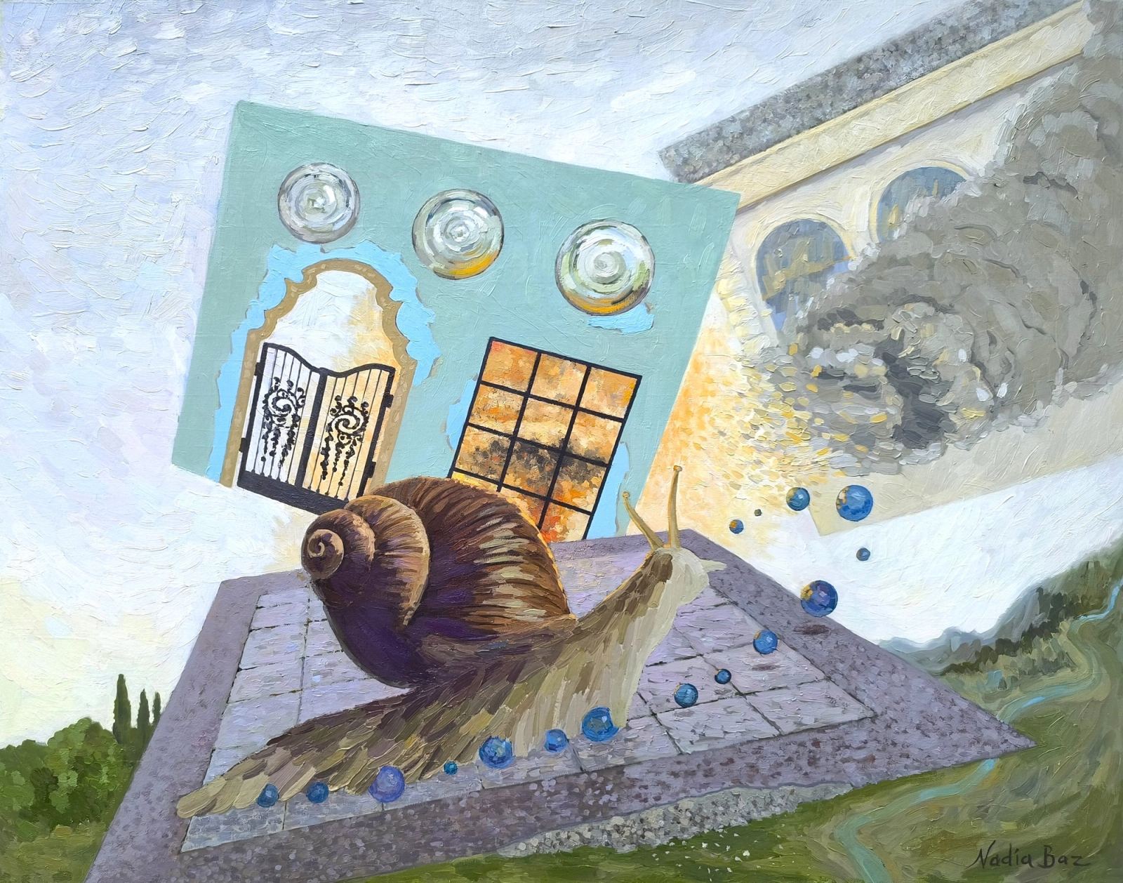 In a Minute of a Fall of my Cozy Cabin, oil on canvas, 100 × 80 ס״מ, 2025