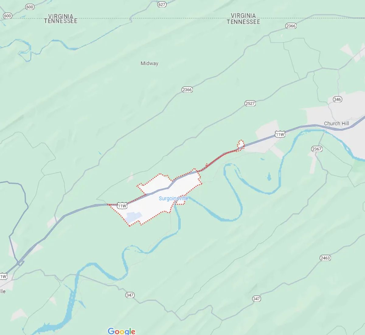 Map of Surgoinsville