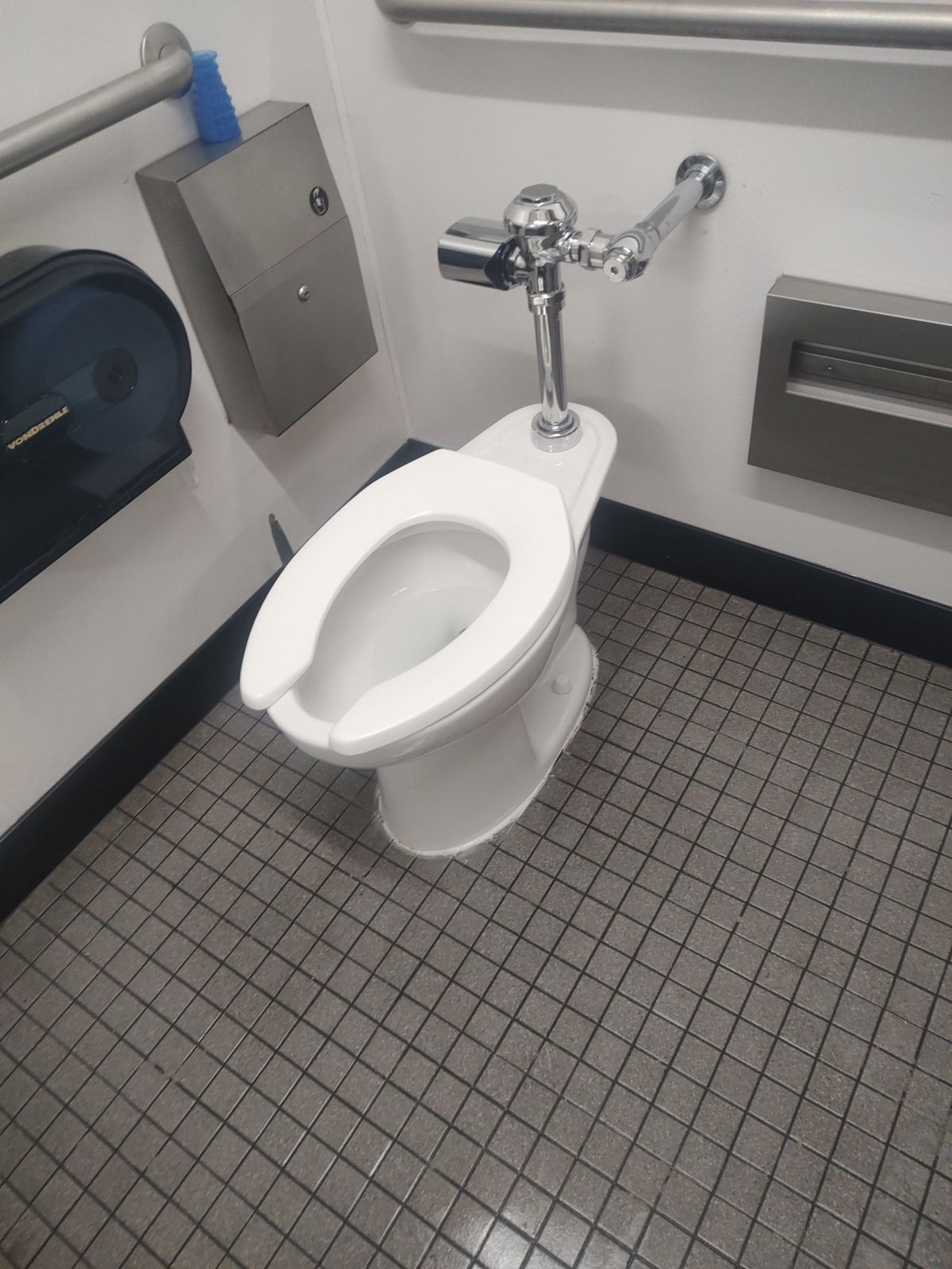 Commercial restroom after a detailed after-hours cleaning