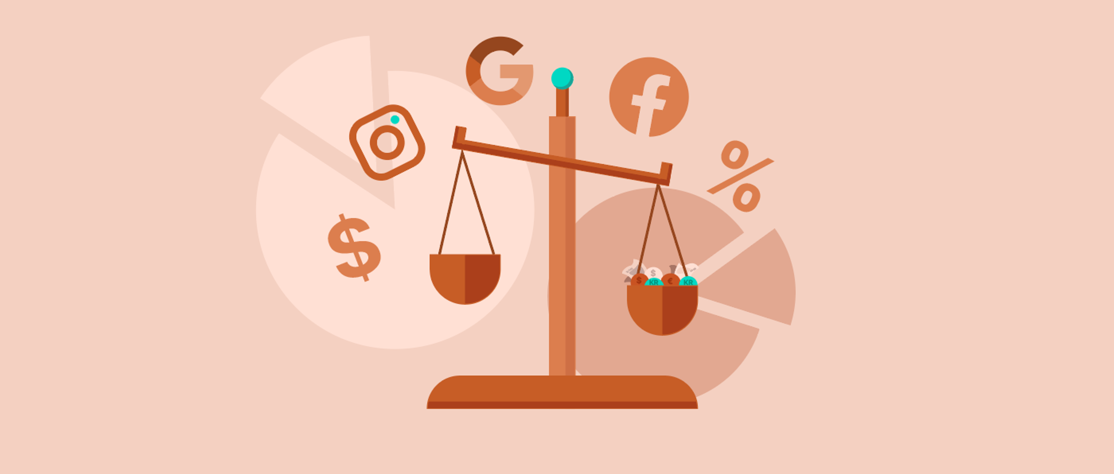 Vekt og digitale ikoner for instagram, google og facebook 