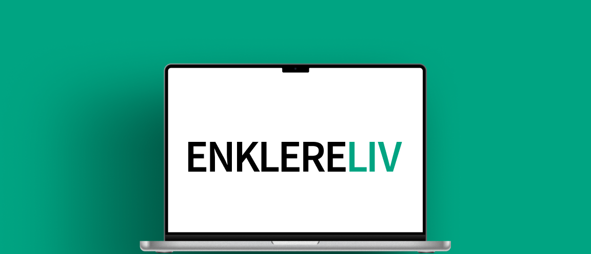 Enklere liv sin logo, illustrasjon av mennesker og datamaskin